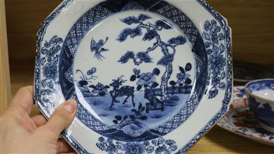 A group of 18th century Chinese plates, a vase and an Imari 18th century plate